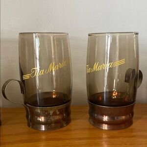 Vintage 1970’s Tia Maria Glasses with Metal Base set of 8